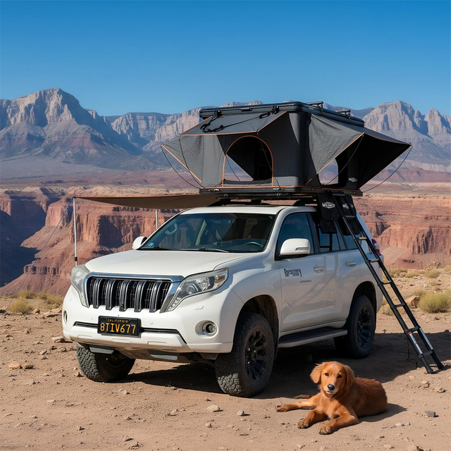 Wildnest Pioneer HD Rooftop Tent Hard Shell with USB Outlet, Winter Thermal Liner, Summer Side Awning&Luggage Racks for 4 Season Camping for Truck Jeep SUV Van Trailer