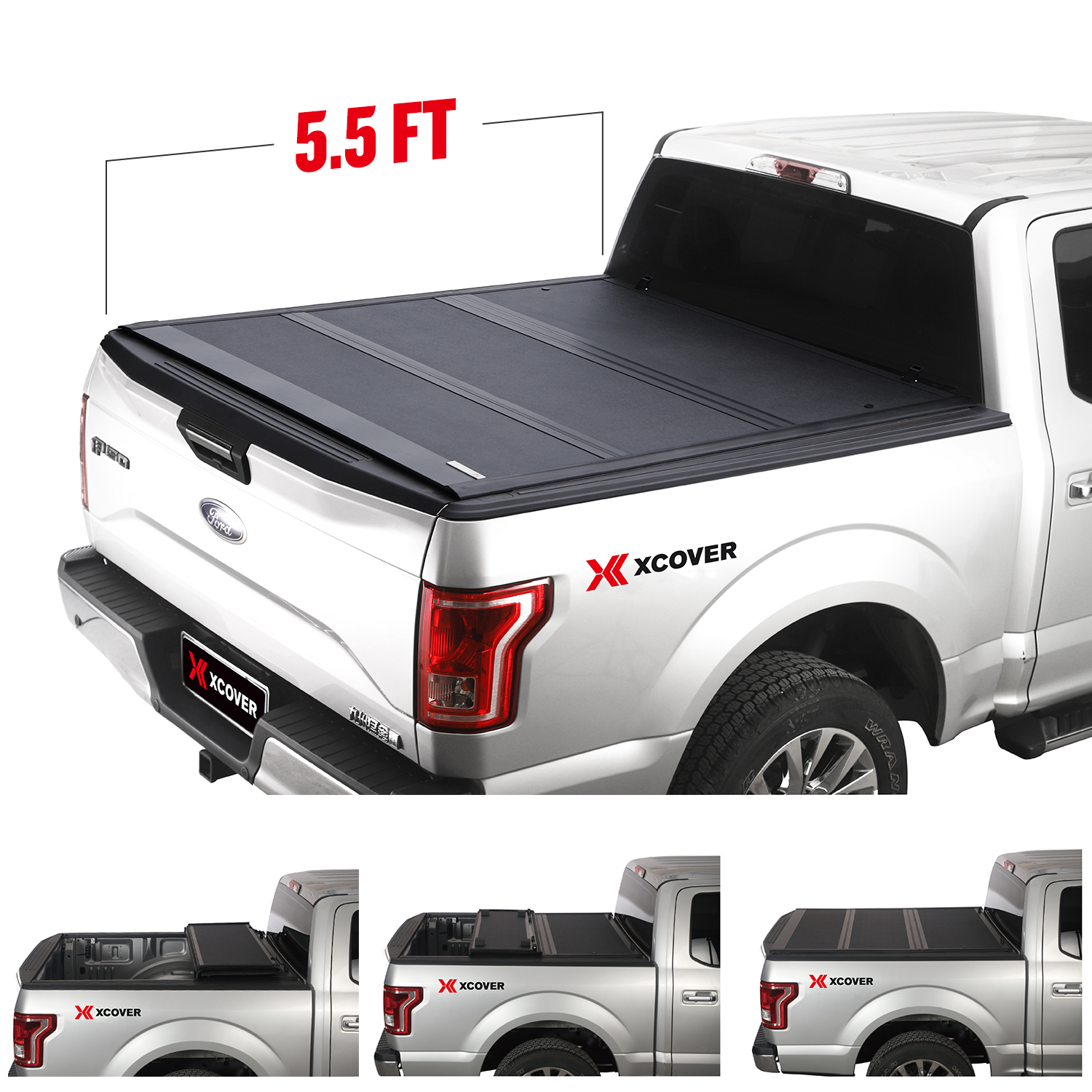 Xcover Hard Tri-fold Tonneau Cover, 5.5 Ft Styleside Bed