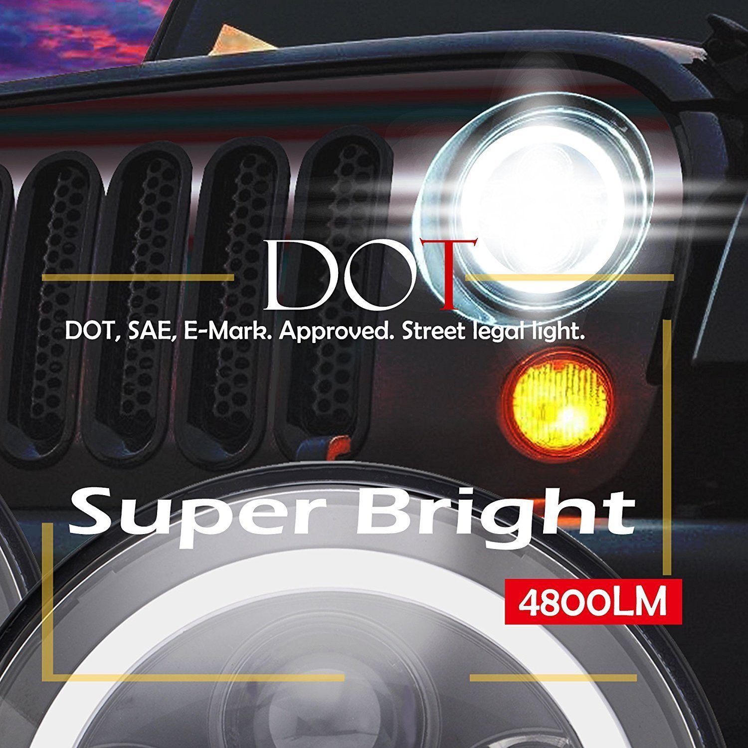DOT Approved 7" Round Black LED Headlight